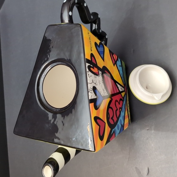2009 Romero Britto It's a New Day Multi-colored Teapot, Signed By Artist. - Picture 7 of 12